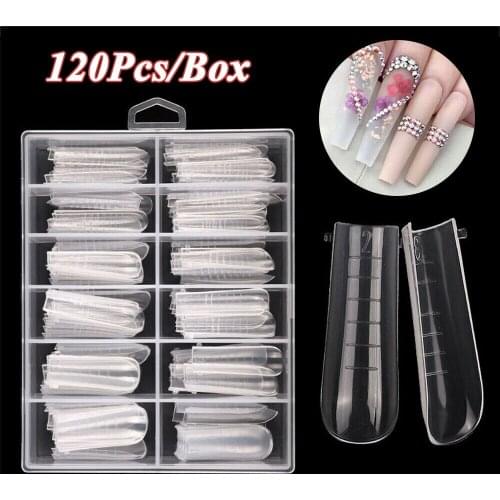 120Pcs Dual Forms Tips Quick Building Gel Mold Nail System Full Cover Tips Nail Extension Forms Top Molds For Build Form