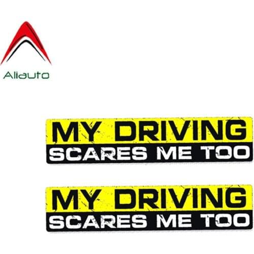 Aliauto 2 X Warning Car Sticker Creative My Driving Scares Me Too Decal Accessories PVC for Toyota Opel Seat Vw Volvo,15cm*3cm