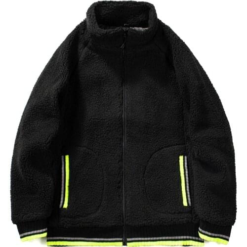 2020 Warm Autumn Winter Mens Lambswool Coat Faux Fur Wool Jackets Men Zipper Casual Turtleneck