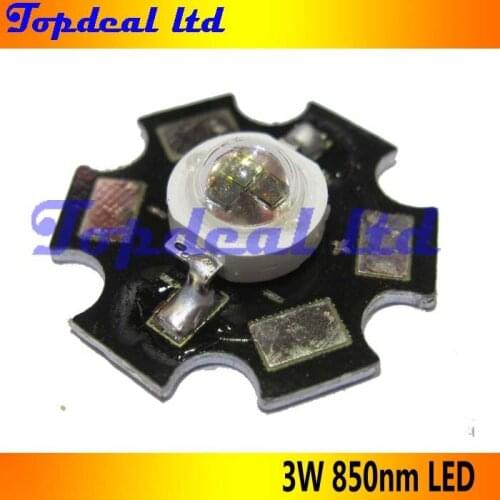 3W Infrared IR 850NM High Power LED Emitter DC1.5-1.7V 750mA with 20mm Star Platine Base