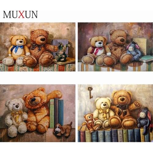 Muxun 3D Diamond Painting Teddy Bear Diy Crystal Diamond Embroidery Cross Stitch 5D Shaped Diamond Mosaic Home Decoration Ep055