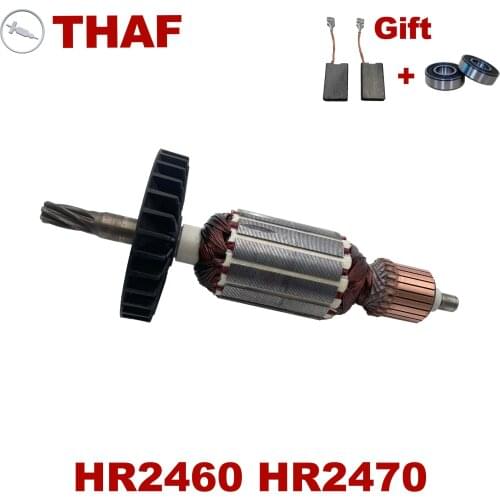Free Bearing & Carbon Brush！AC220V-240V Armature Rotor Anchor Stator Replacement for MAKITA Rotary Hammer HR2460 HR2470 Series
