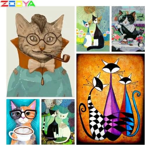 5D Diamond Painting Cartoon Cat Diamond Embroidery Animal Mosaic Embroidery Diamond Painting Rhinestone Home Decoration Sp783