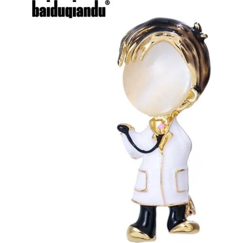 Baiduqiandu Opal Enamel Doctor Brooches/Drawing Girl Brooches Men Hospital Doctor Figure Alloy Office Casual Painter Art Lover