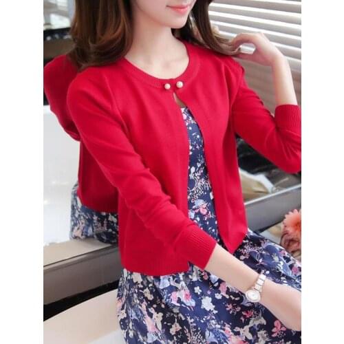 Spring autumn sweater cardigan dress sunscreen shawl thin coat a long sleeved sweater sweater girl summer air conditioning