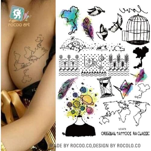 Rocooart LC873 Flash Taty For Women Body Art Fake Tattoo Glitter Tatuaje Watercolor Tatoo Sticker Hands Temporary Tattoo Sticker