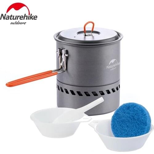 Naturehike 1.5L Heat Collecting Exchanger Pot 1-2 Person Camping Outdoor Cooking Hard Alumina Pot with Folding Handle Rapid Boil