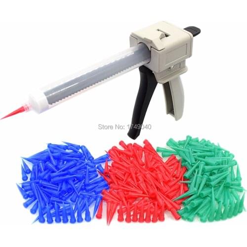 55ml Glue Gun Manual Caulking Gun UV Glue Applicator 55ml Glue Dispenser Syringes Barrel 18G 22G 25G Tapered Dispensing Tips Set