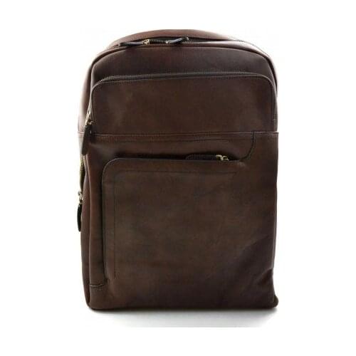 Leather dark brown backpack genuine leather travel bag weekender sports bag