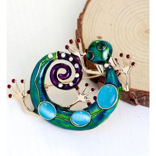 Trendy Cute Enamel Lizard Brooches Women Girls Corsages Gecko Snake Brooch Wedding Party Jewelry