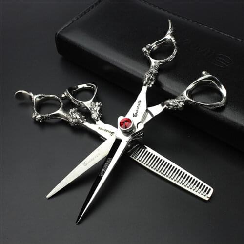 NewDragon scissors hair scissors 6-inch hair salon Hair stylist special flat scissors teeth scissors cut thin scissors hair home