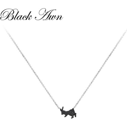 2020 New BLACK AWN Classic 925 Sterling Silver Jewelry Rabbit Necklace for Women Black Spine Female Gift K049