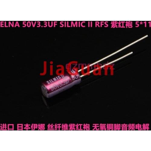 20PCS NEW ELNA RFS SILMIC II 50V3.3UF 5X11MM SILMICII 3.3UF 50V hot sale SILMIC2 3.3UF/50V Purple Red Robe 50v 3.3uf