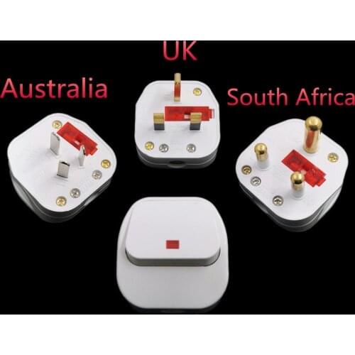 UK/Large South Africa/Australia Standard Power Switch Rewireable Plug With Fuse, Power Cord Cable 3-Pins Connector