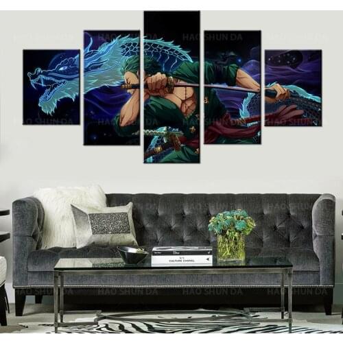 5 Panels Roronoa Zoro Posters and Prints Japanese Manga Characters Canvas Painting Home Decor Living Room Large Size Pictures