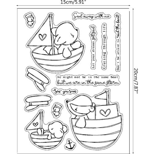 Transparent Silicone Sailing Bear Clear Stamps Elegant Card Making Stamps for Card Making Decoration DIY Scrapbooking R7UB