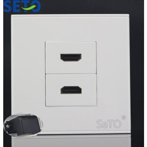 SeTo 86 Type Double Ports Elbow Insert HDMI Panel Wall Plate Socket Keystone Faceplate