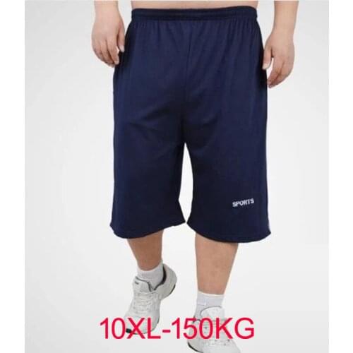 Plus Size 10XL 150KG Men Summer Sports Shorts Cotton Shorts Navy Blue Black WorkOut Oversized High Elasticity Loose Homewear
