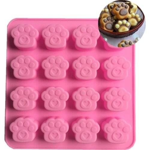 16 Holes Puppy Claw Silicone Mold Diy Fondant Cake Decorative Tools Cute Pet Cat Dog Paws Cookie Chocolate Mould Baking Molds