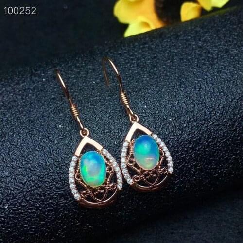 Wedding Earring Opal earring Free shipping Nature real opal 925 sterling silver Fine jewelry Gem Size