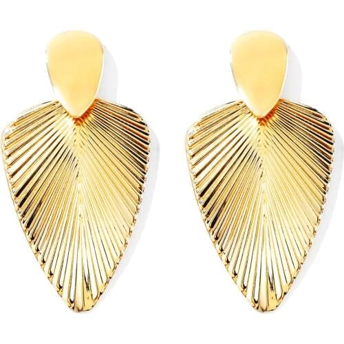 WYBU Spring Leaves Gold Mirror Drop Earring For Women Lover Light Gold Plated Water Drop Stud Sporty Earring Gift For Birthday