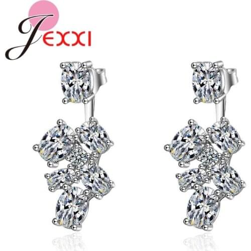 Modern Shiny Luxury Cubic Zircon Earrings 925 Sterling Silver Women Engagement Jewelry Simple Bridal Wedding Jewelry
