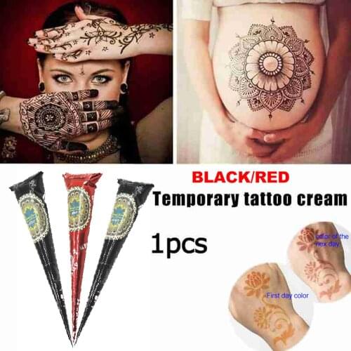 1Pcs Black Red Henna Cones Indian Henna Tattoo Paste For Temporary Tattoo Body Art Natural Plant Body Paint Tattoo Henna Cones