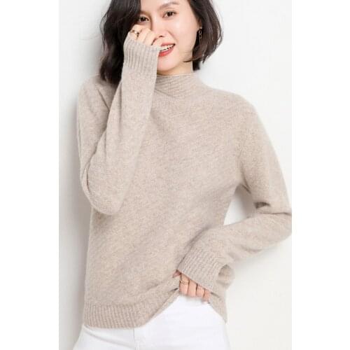 100% wool cashmere sweater womens autumn / winter 2020 warm soft high collar long sleeve knitted pullover womens sweater