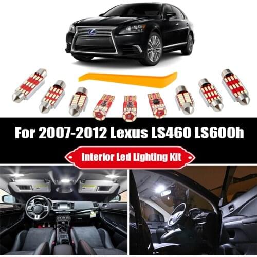 15pcs For 2007-2010 2011 2012 Lexus LS460 LS600h White Canbus LED Bulbs Interior Map Dome Trunk Light Kit Vanity Mirror Lamp