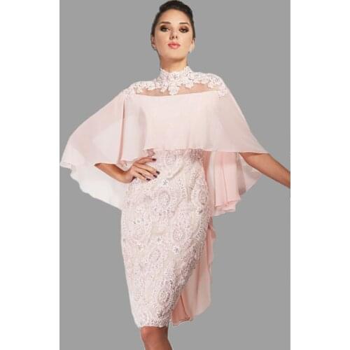 2021 Blush Pink Short Lace Mother Of The Bride Dresses Knee Length Beads Crystals Wedding Party Dress Mother Dresses For Wedding