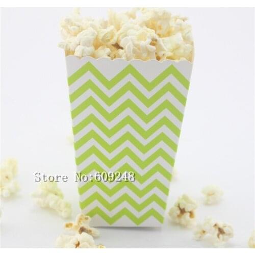 24pcs Lime Green Chevron Paper Popcorn Boxes,Mini Zig Zag Party Favor Boxes,Candy Snack Treat Cups,Dessert Table Wedding Favors