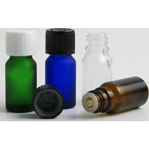 360 x 10ml Essential Oil Travel Green Clear Brown Blue Glass Bottle With Plastic Cap For Liquid Reagent Pipette Bottle Container