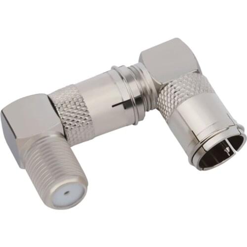 5Pcs 90 Degree Right Angled TV Aerial Cable Connector RF Coaxial F Female Socket