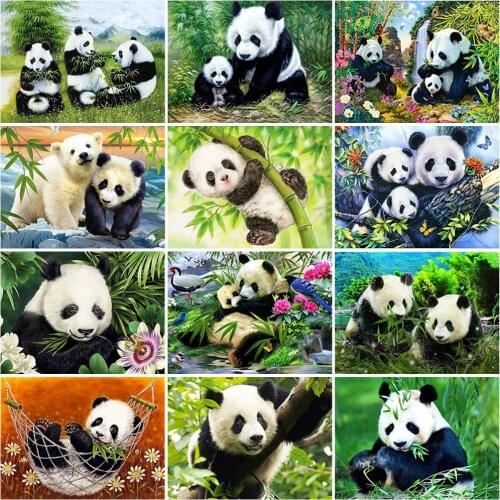 DIY 5D Diamond Painting Panda Diamond Embroidery Animal Cross Stitch Full Round Drill Mosaic Rhinestones Manual Gift Home Decor