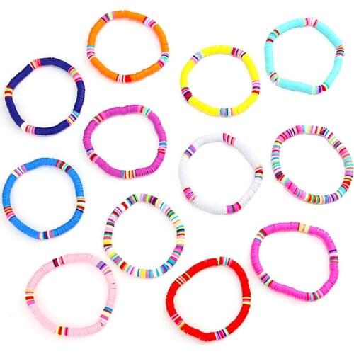 1Piece Colorful Clay Polymer Beads 6mm Beaded Bracelets Jewelry Female Summer Charm Bracelets For Kids Girls Gift 2021 Trend