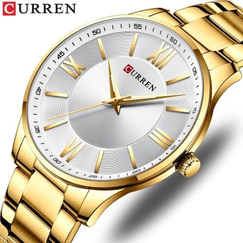 Relogio Masculino 2020 CURREN New Mens Watches Top Brand Luxury Ultra Thin Quartz Watch Men Steel Strap Waterproof Gold Watch