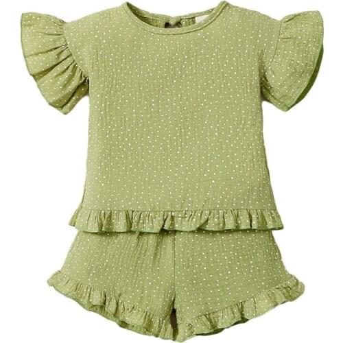 Infant T-shirt Shorts Polka Dot Short Sleeve Tops Elastic Short Childrens Clothing