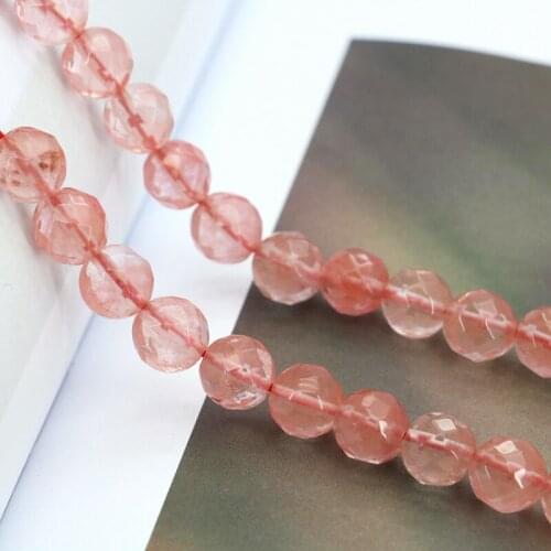 Faceted Pink watermelon tourmaline 8mm round loose beads 15" DIY women jewelry making wholesale fashion style
