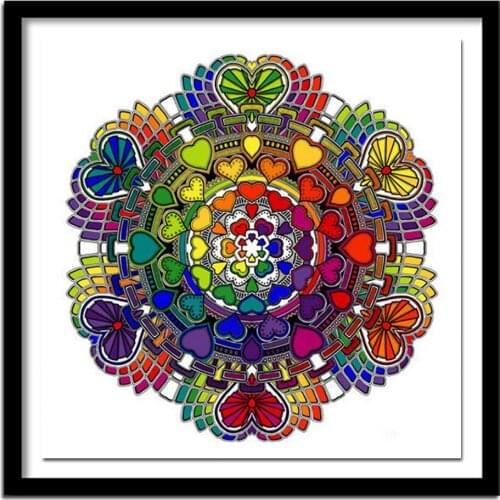 Art DIY 5D Diamond Diamond Painting Heart shape Mandala Cross Stitch Kits Diamond Embroidery Pattern Rhinestones AS281