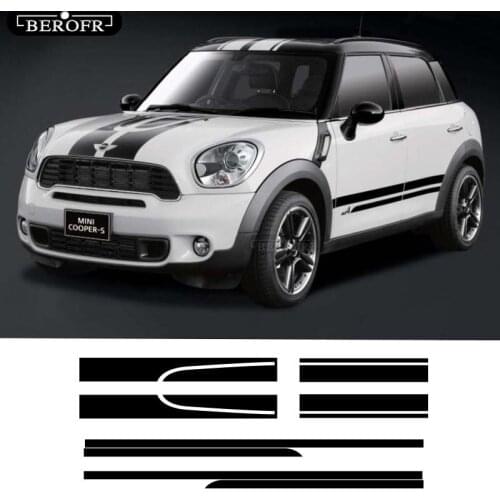 Car Hood Engine Cover Vinyl Trunk Rear Body Kit Decal Side Stripe Skirt Sticker For MINI Cooper Countryman R60 JCW Accessories