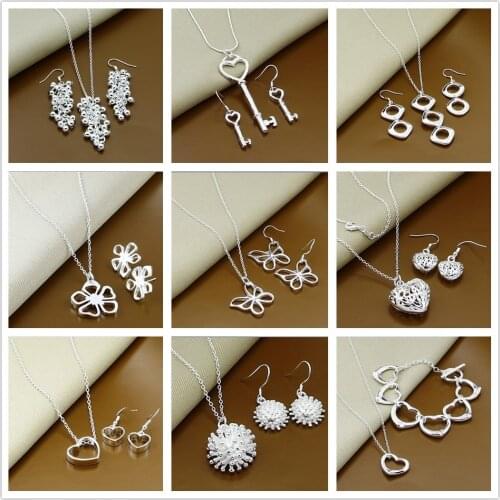 New Fashion 925 Sterling Silver Jewelry Sets Simple Fashion Insect Moon Round Ball Necklace Earrings Sets For Woman Gift