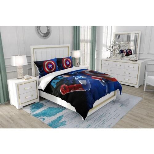 3D Cartoon Captain America Bedding Set The Avengers Luxury Quilt Duvet Covers Marvel Iron Man Thor Boys Kids De Cama Bed Linen