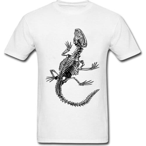 Print Summer 100% Cotton O Collar Man T Shirt Casual Tee Shirt Prevailing T-Shirt Lizard Reptile Skeleton Anatomy Top Quality