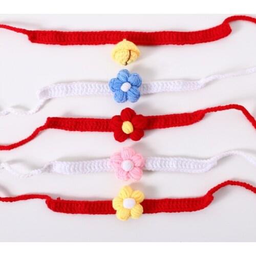 Cute Pet Cat Hand Knitted Neck Scarf Collar Bow Ties Small Dog Hand-woven Bib Tie Neckerchief Bowtie Grooming Pet Supplies