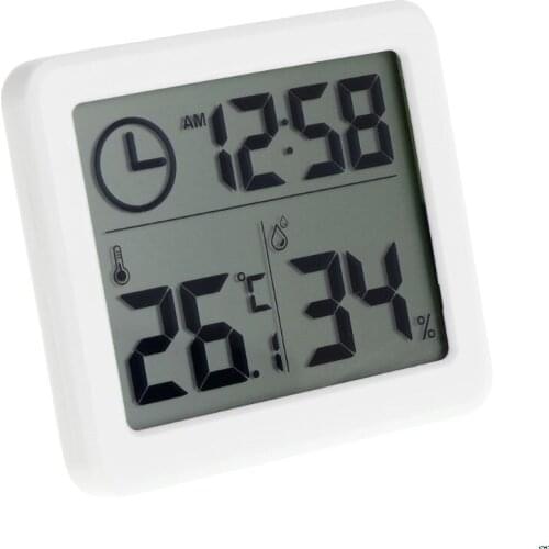 Multifunction Thermometer Hygrometer Automatic Electronic Temperature Humidity Monitor Clock 3.2inch Large LCD Screen