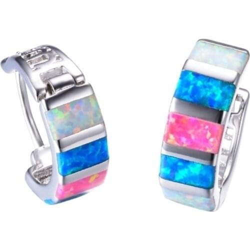 Fashion Women Earrings 2020 Vintage Imitation Fire Opal Hoop Earrings For Women Jewelry Accessories Bohemian Statement Earrings