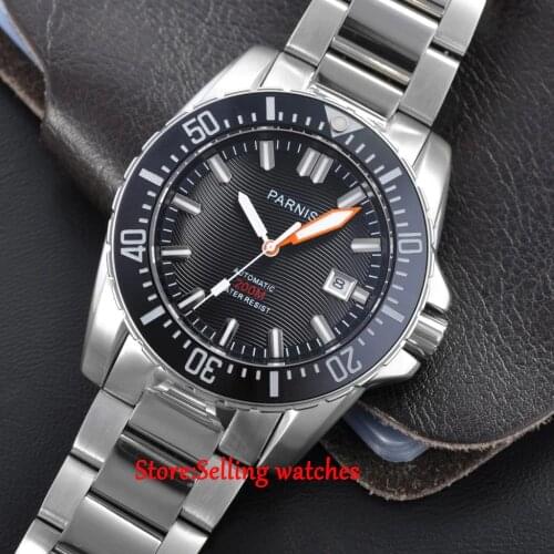 43mm Parnis white marke Sapphire glass 20atm Miyota automatic mechanical mens dive watch