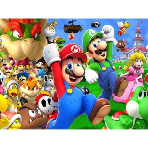 Carton Mario DIY 11CT Cross Stitch Embroidery Kits Needlework Craft Set Cotton Thread Printed Canvas Home Decoration Design