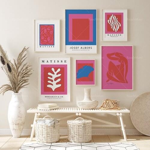 Matisse 6-piece print set, color blocks Matisse art prints, abstract art, Matisse and Albers gallery wall art, Joseph Albers dec