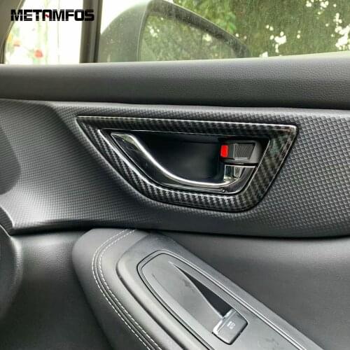 Accessories Interior For Subaru Forester SK 2019 Carbon Fiber Style Inside Door Handle Bowl Cap Cover Molding Trim Frame